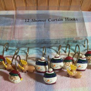 12 Shower Curtain Hooks Snowman